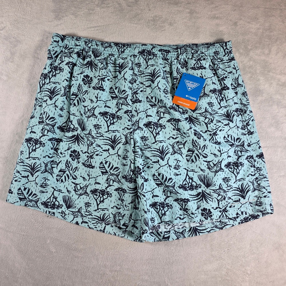 Columbia Mens XXL Super Backcast II 8" Water Short Mint Green Fish NWT